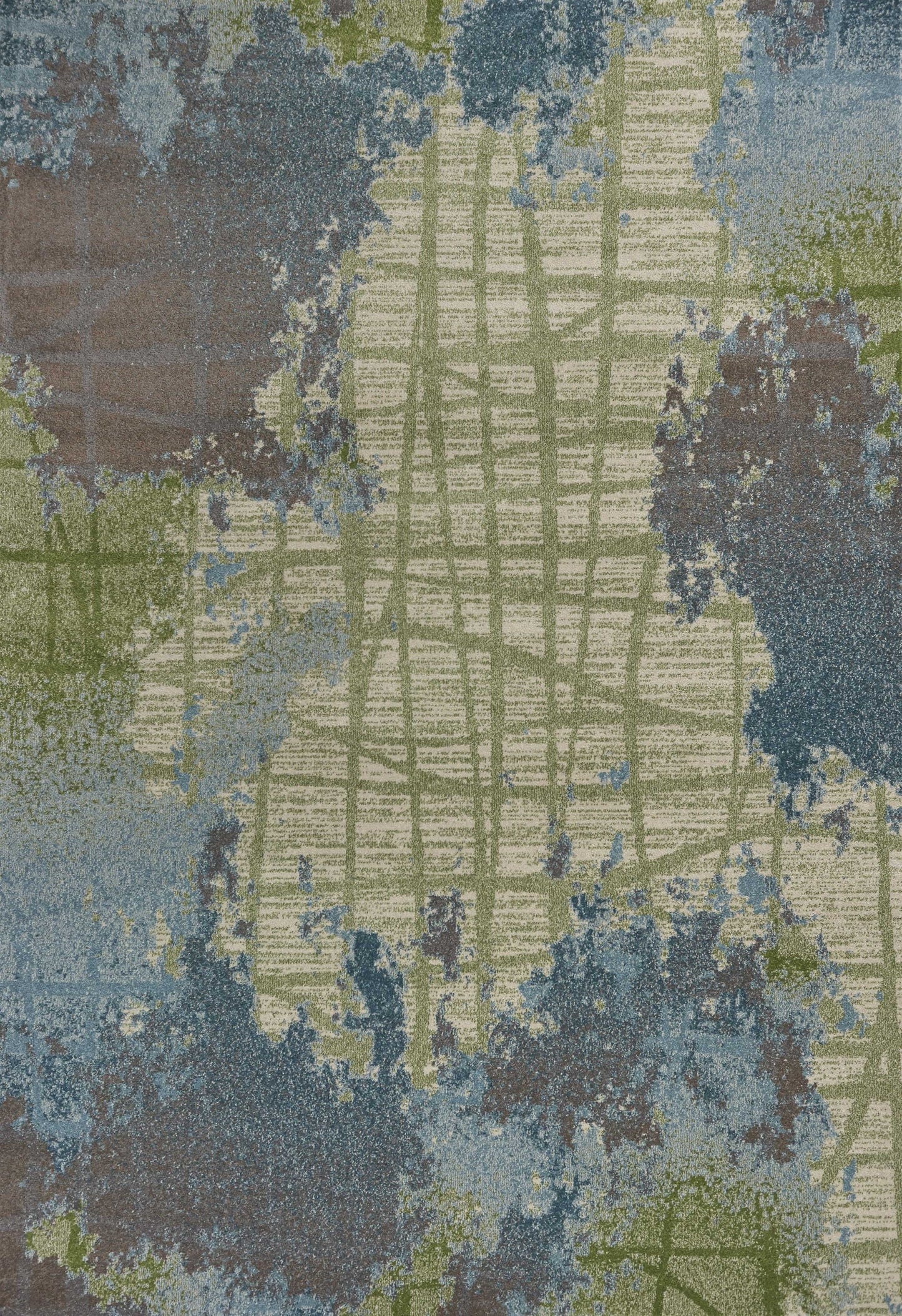 HomeRoots 3' x 5' Green or Blue Abstract Watercolor Area Rug