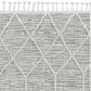 HomeRoots 3' x 5' Ivory Grey Diamonds Area Rug with Fringe