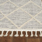 HomeRoots 3' x 5' Ivory Grey Diamonds Area Rug with Fringe