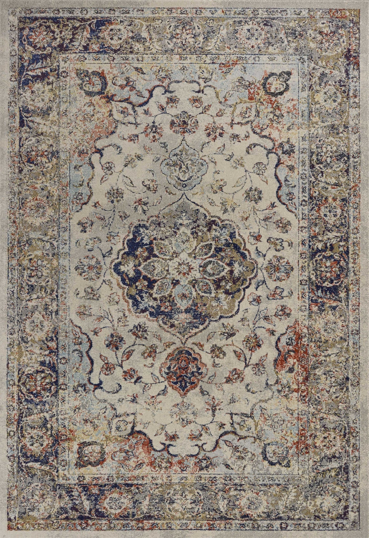 HomeRoots 3' x 5' Ivory Machine Woven Floral Traditional Indoor Area Rug