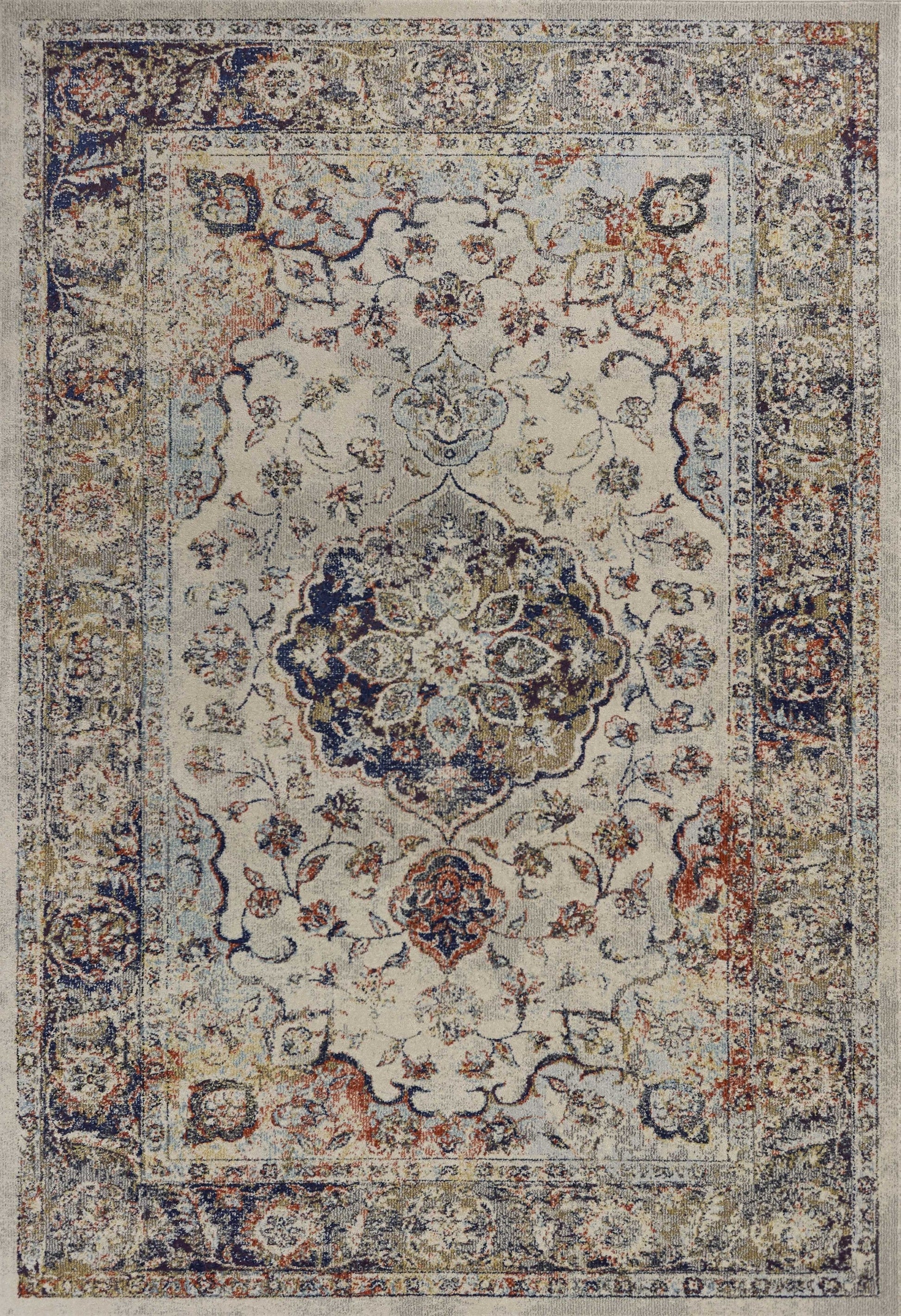 HomeRoots 3' x 5' Ivory Machine Woven Floral Traditional Indoor Area Rug
