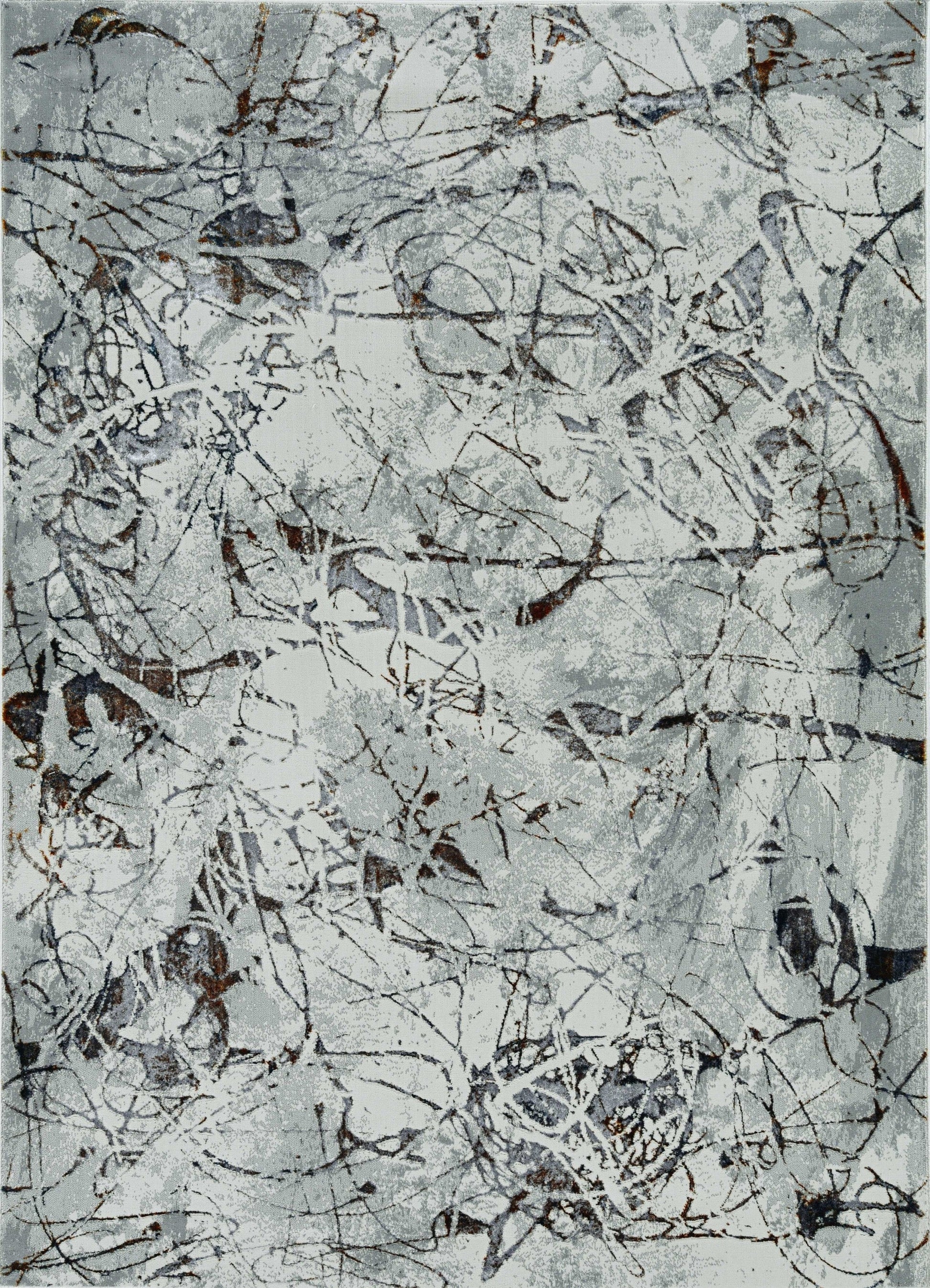 HomeRoots 3' x 5' Ivory or Grey Abstract Area Rug