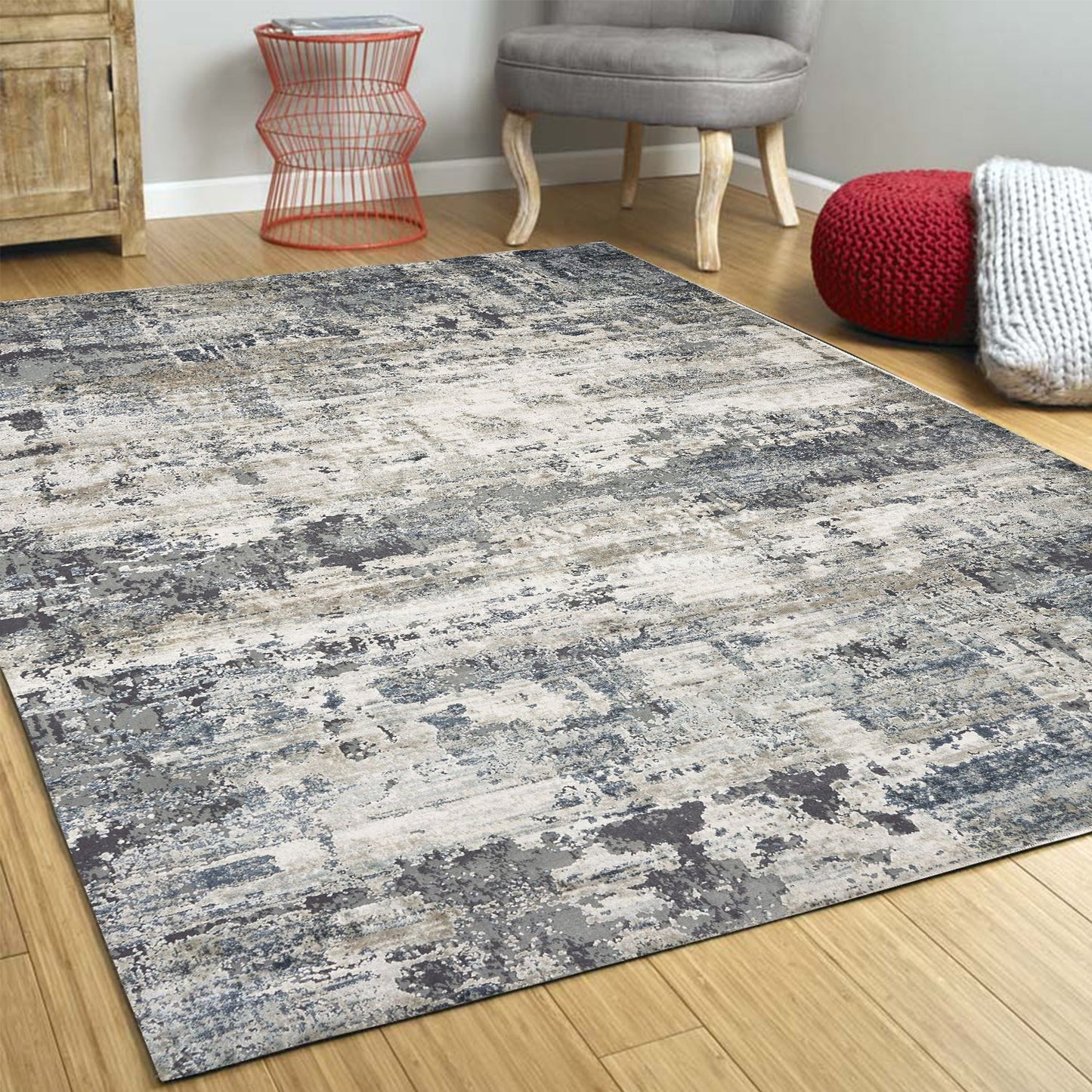 HomeRoots 3' x 5' Ivory or Teal Abstract Area Rug