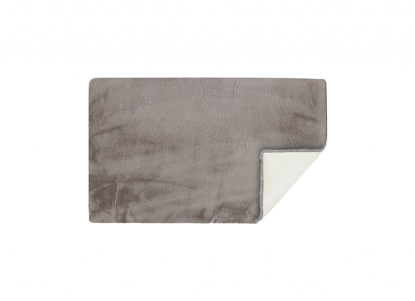 HomeRoots 3' x 5' Luxe Faux Rabbit Fur Rectangular Rug in Grey Finish