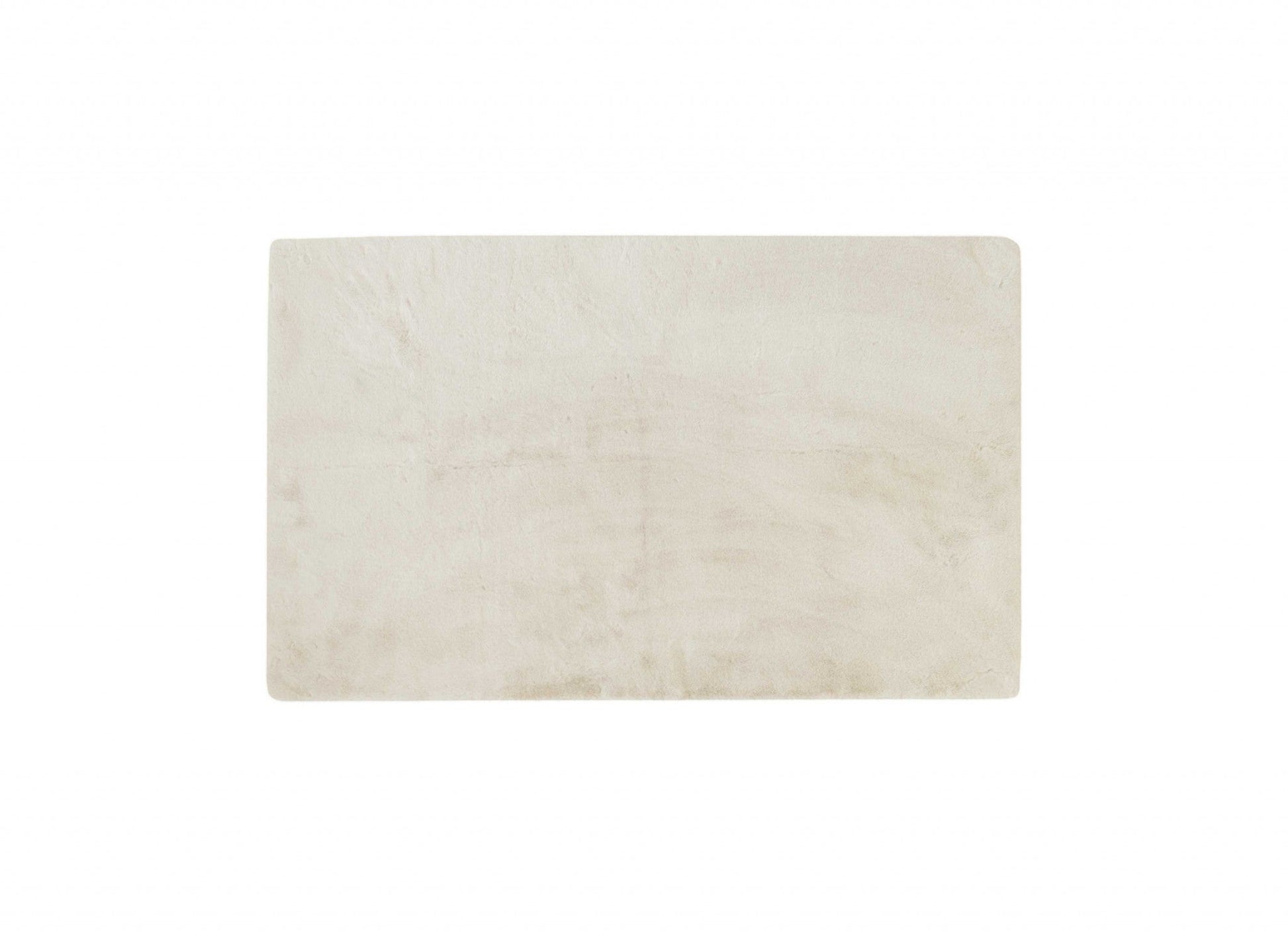 HomeRoots 3" x 5" Luxe Faux Rabbit Fur Rectangular Rug in Ivory Finish