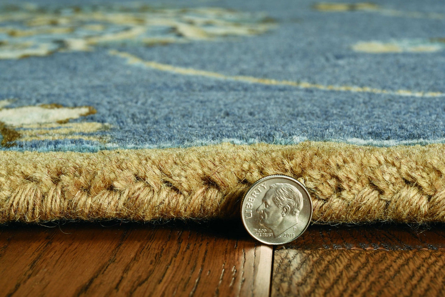 HomeRoots 3' x 5' Midnight Floral Vines Wool Area Rug