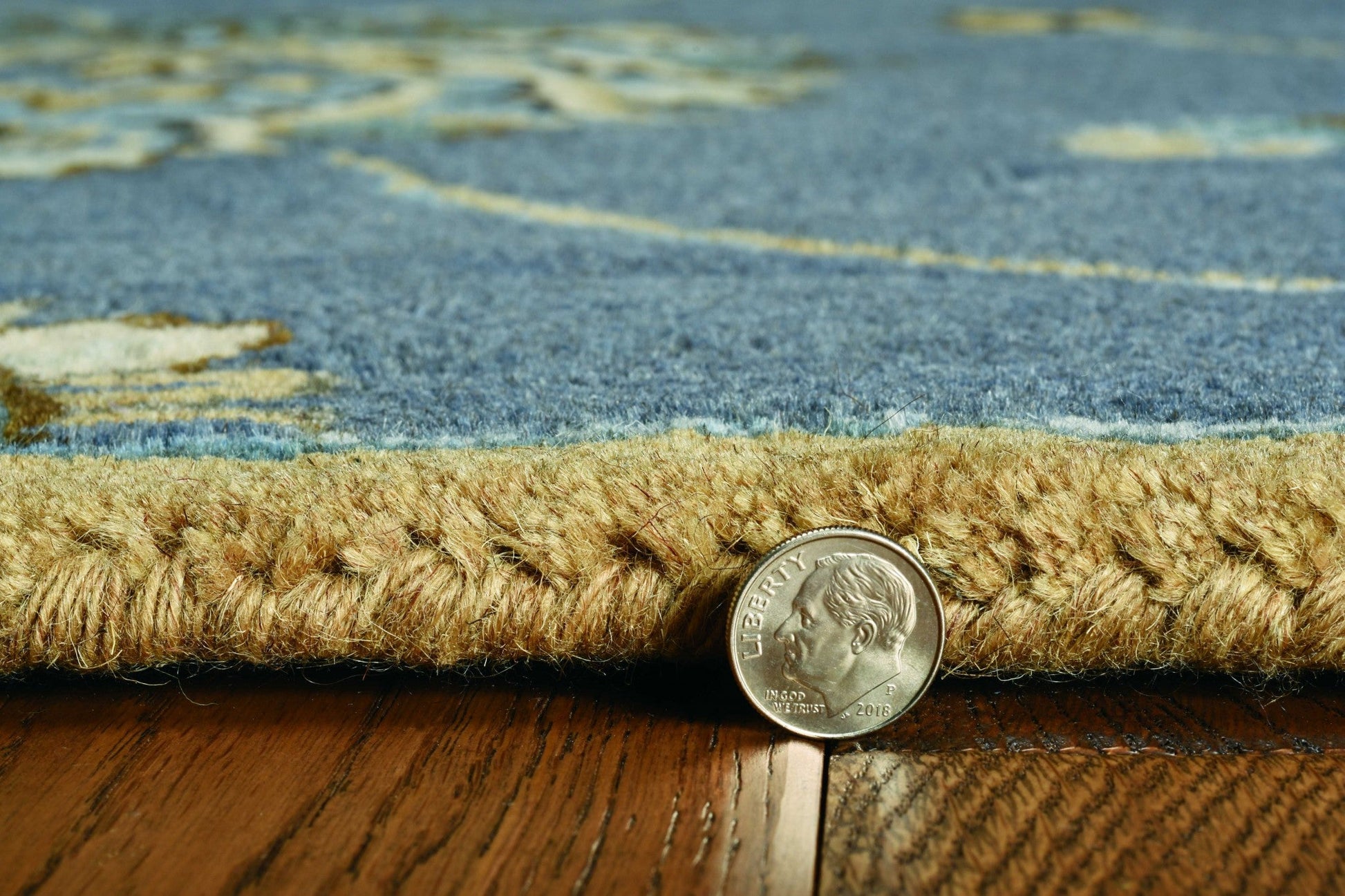 HomeRoots 3' x 5' Midnight Floral Vines Wool Area Rug