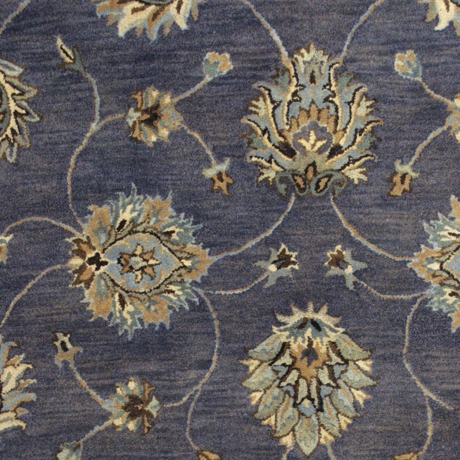 HomeRoots 3' x 5' Midnight Floral Vines Wool Area Rug