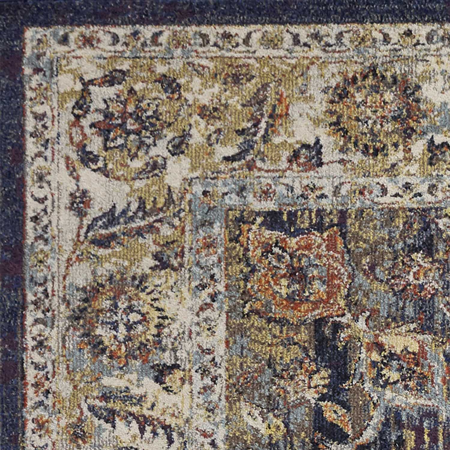 HomeRoots 3' x 5' Navy Traditional Bordered Area Rug