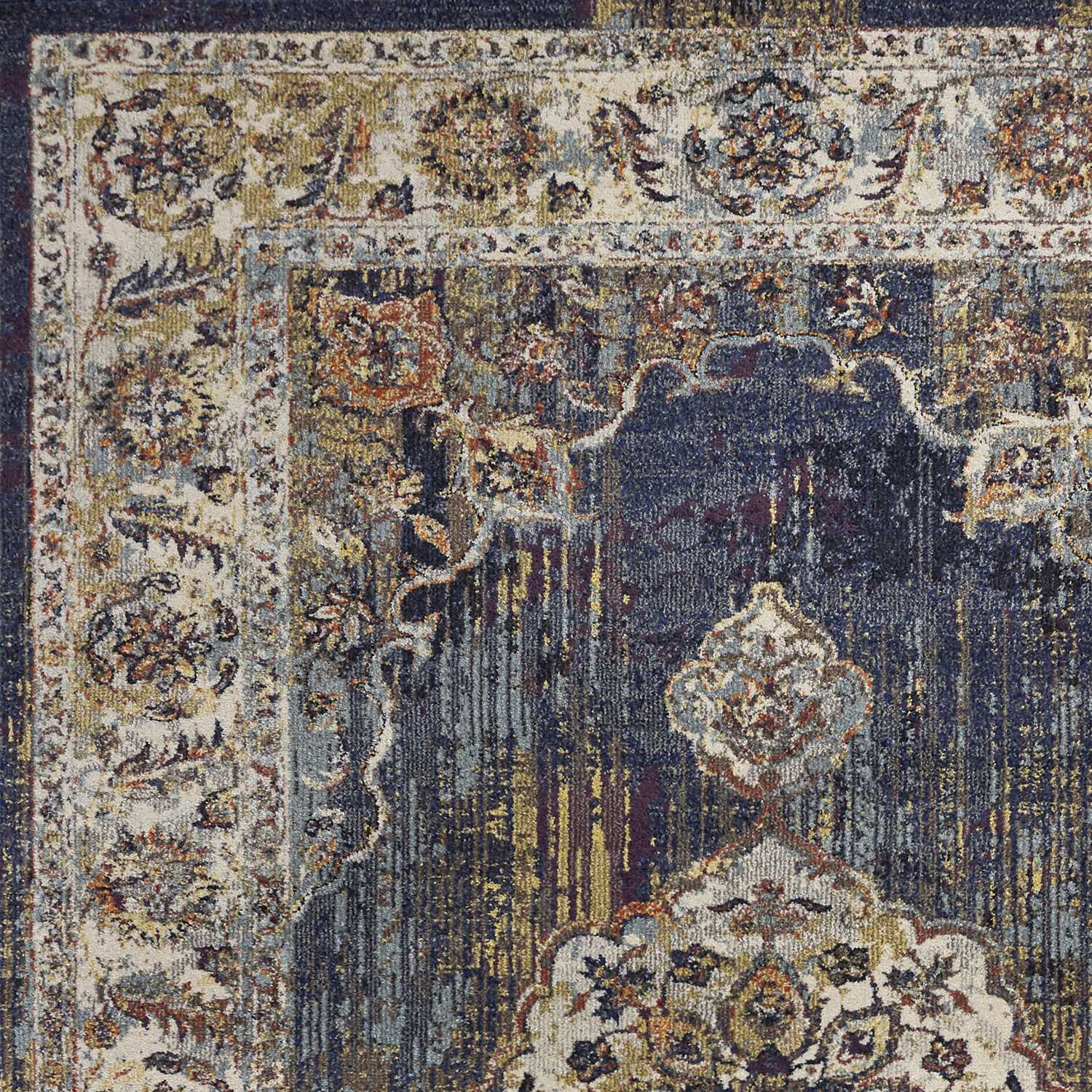 HomeRoots 3' x 5' Navy Traditional Bordered Area Rug