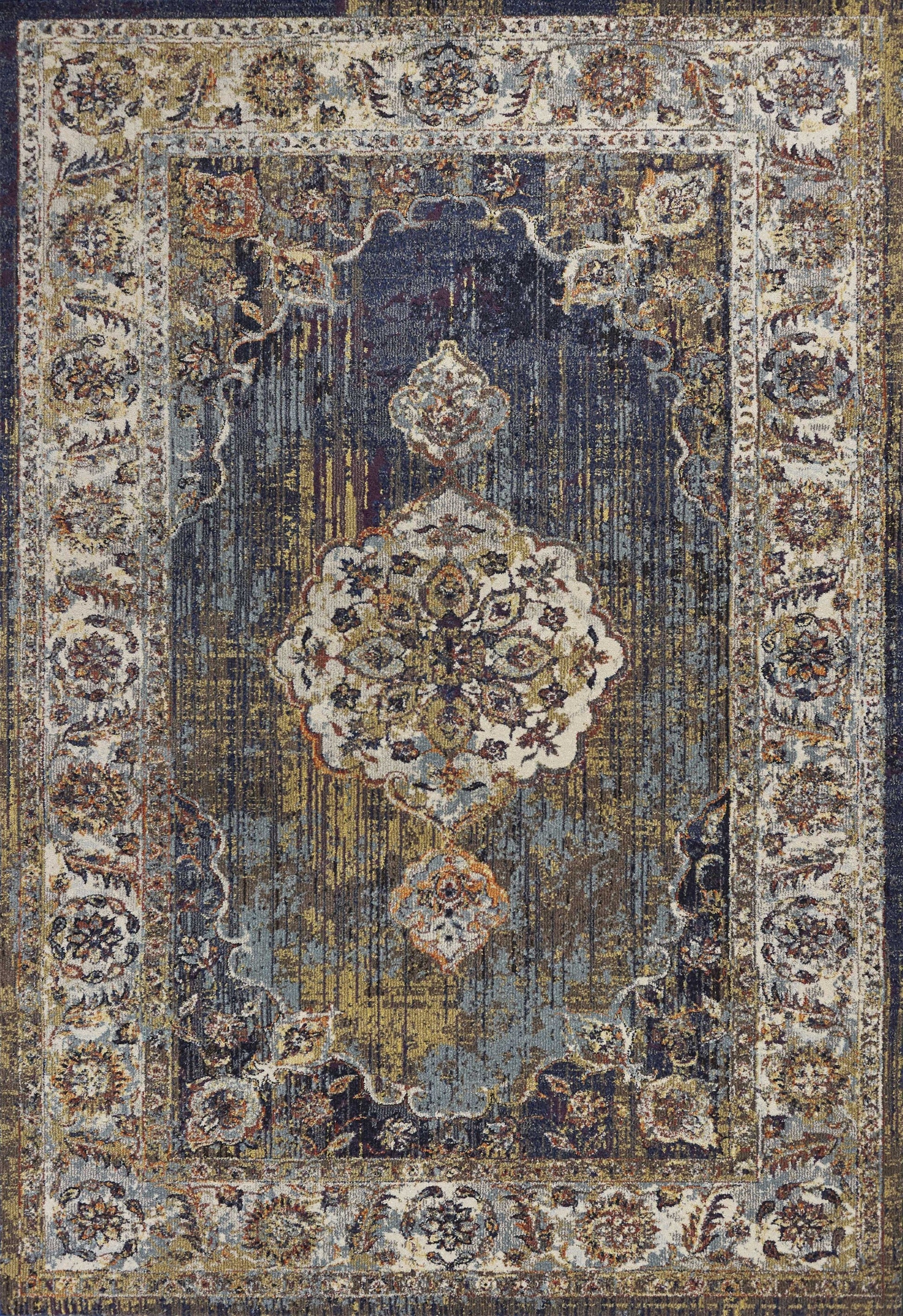 HomeRoots 3' x 5' Navy Traditional Bordered Area Rug