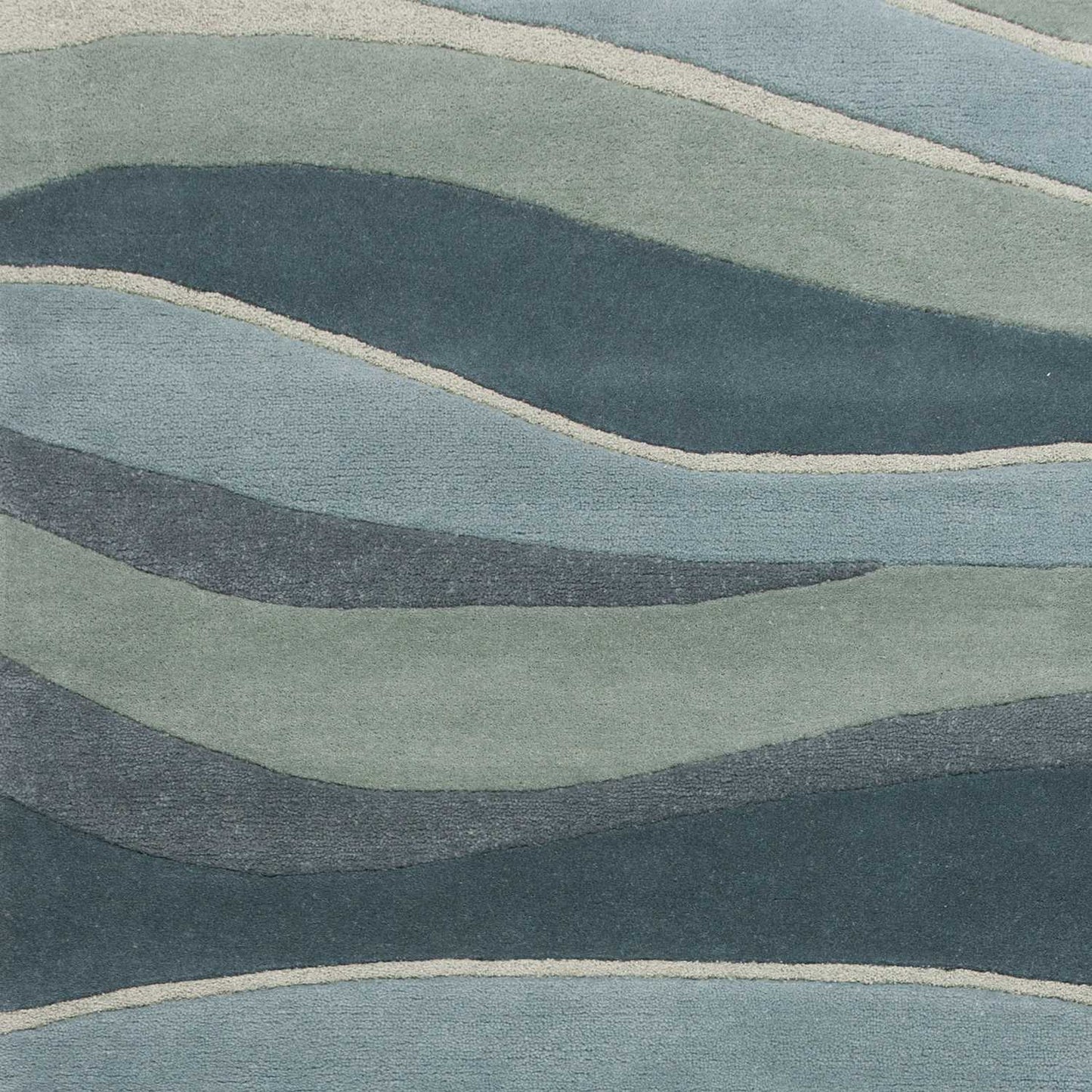 HomeRoots 3 x 5' Ocean Blue Teal Hand Tufted Abstract Waves Indoor Area Rug