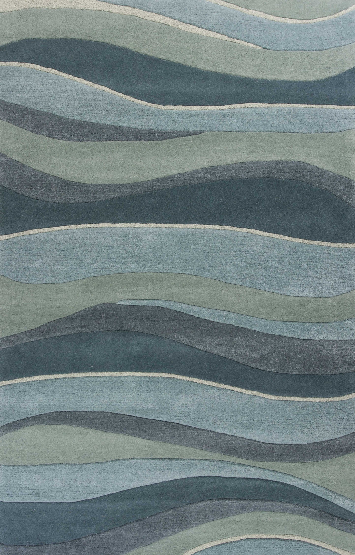 HomeRoots 3 x 5' Ocean Blue Teal Hand Tufted Abstract Waves Indoor Area Rug