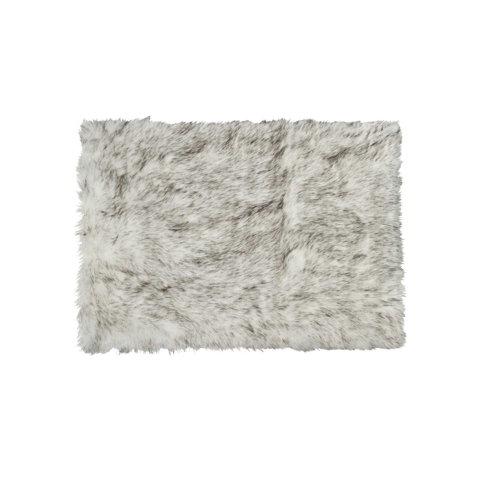 HomeRoots 3' x 5' Ombre Gray Faux Fur
