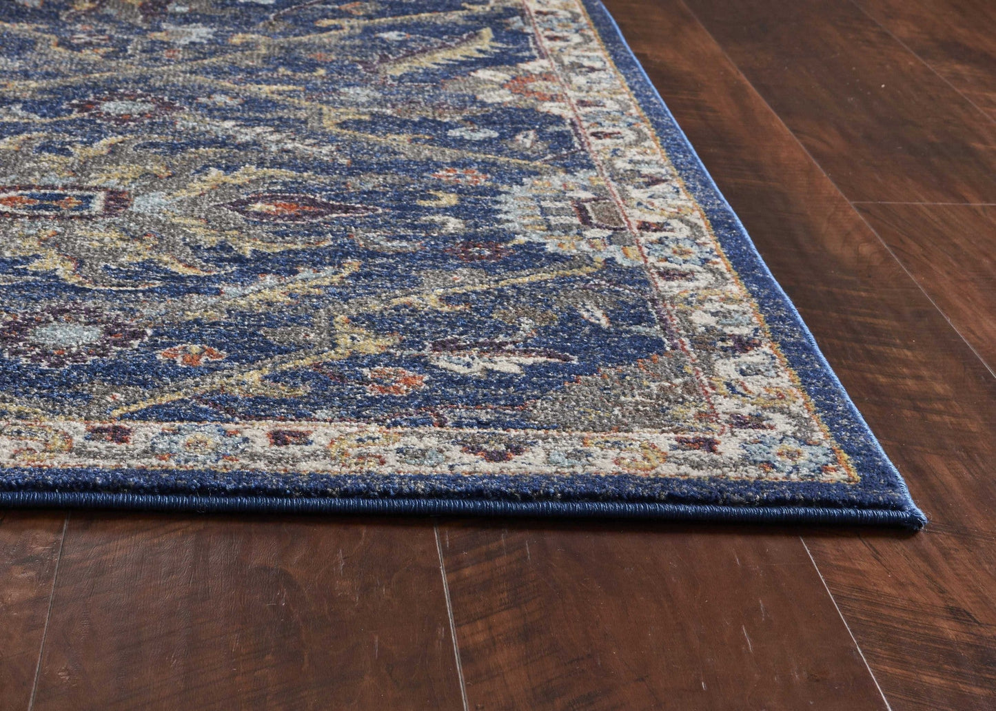 HomeRoots 3' x 5' Royal Blue Machine Woven Floral Traditional Indoor Area Rug