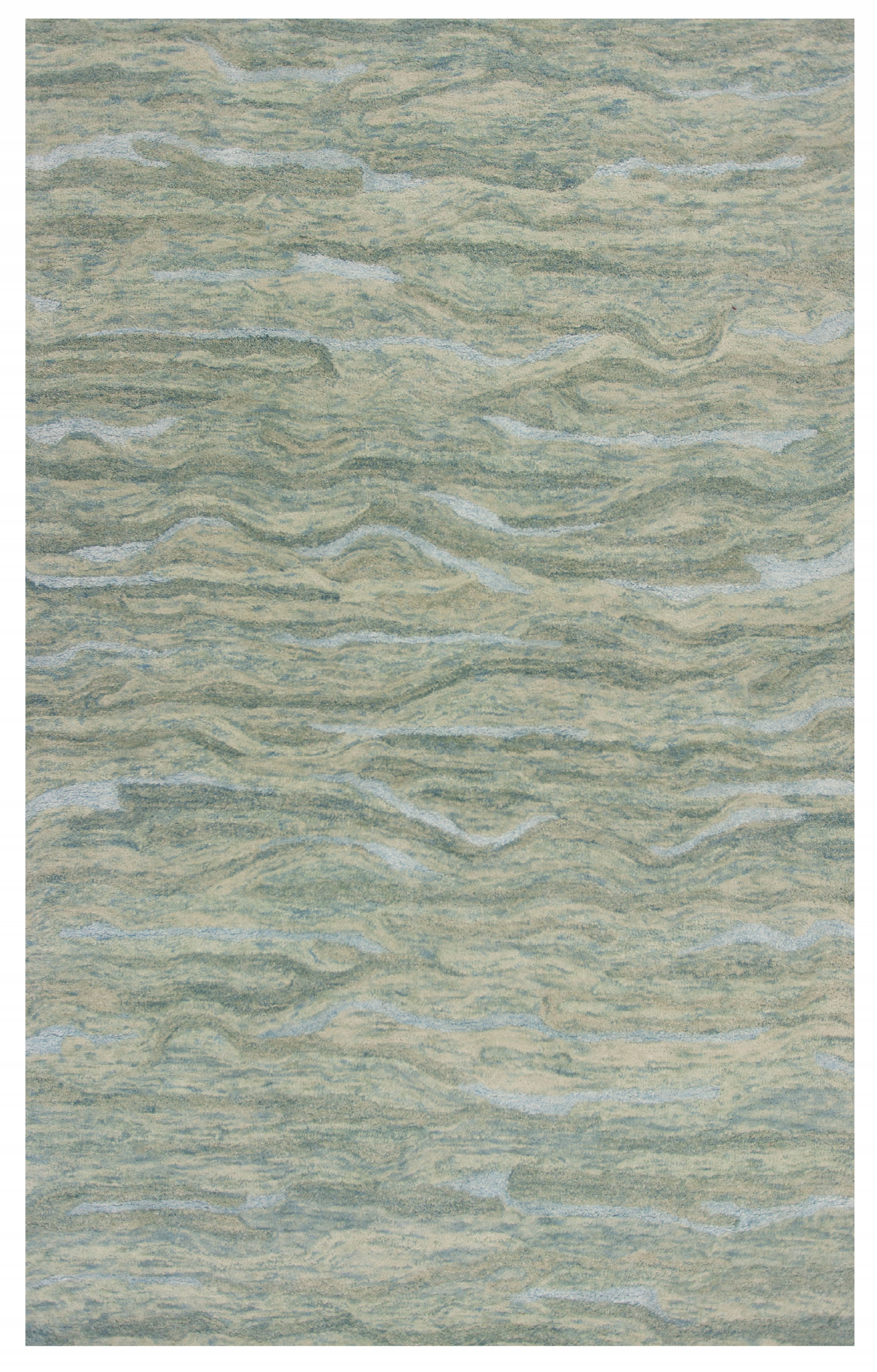 HomeRoots 3' x 5' Seafoam Blue Hand Tufted Abstract Indoor Area Rug