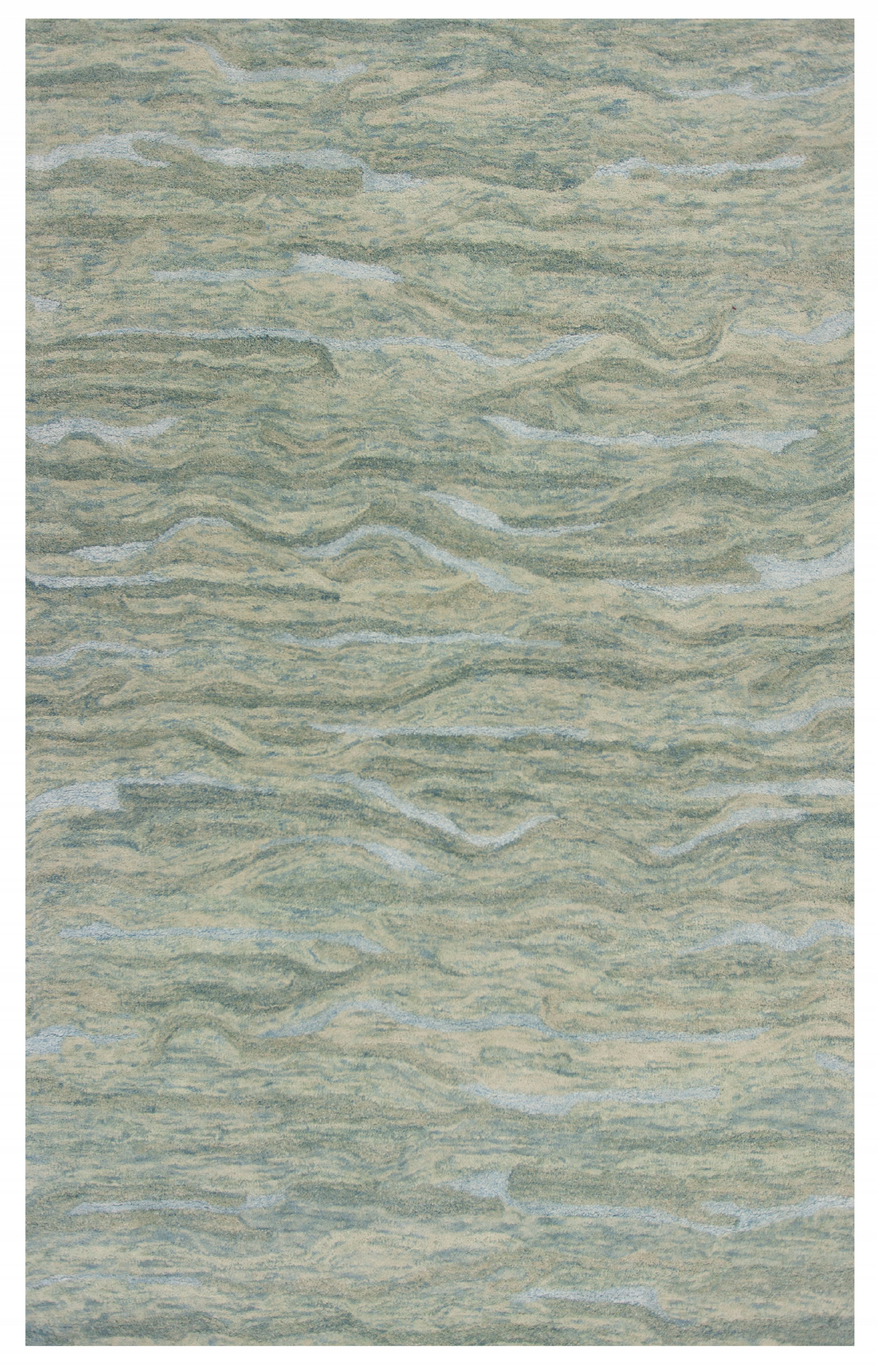 HomeRoots 3' x 5' Seafoam Blue Hand Tufted Abstract Indoor Area Rug