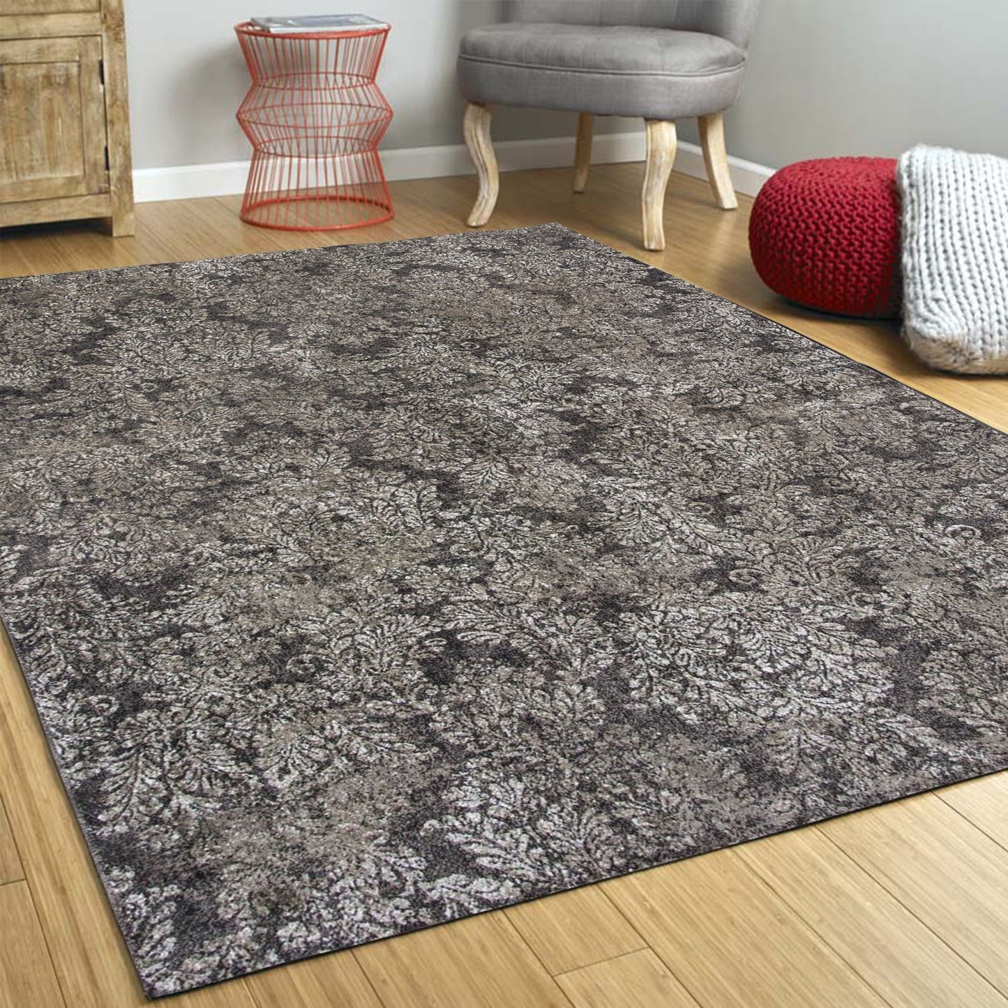 HomeRoots 3' x 5' Taupe Sand Machine Woven Damask Indoor Area Rug