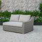 HomeRoots 30" Aluminum Wood and Rattan Sectional Sofa Set