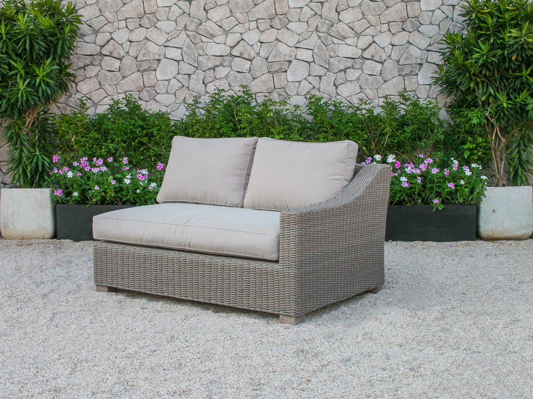 HomeRoots 30" Aluminum Wood and Rattan Sectional Sofa Set