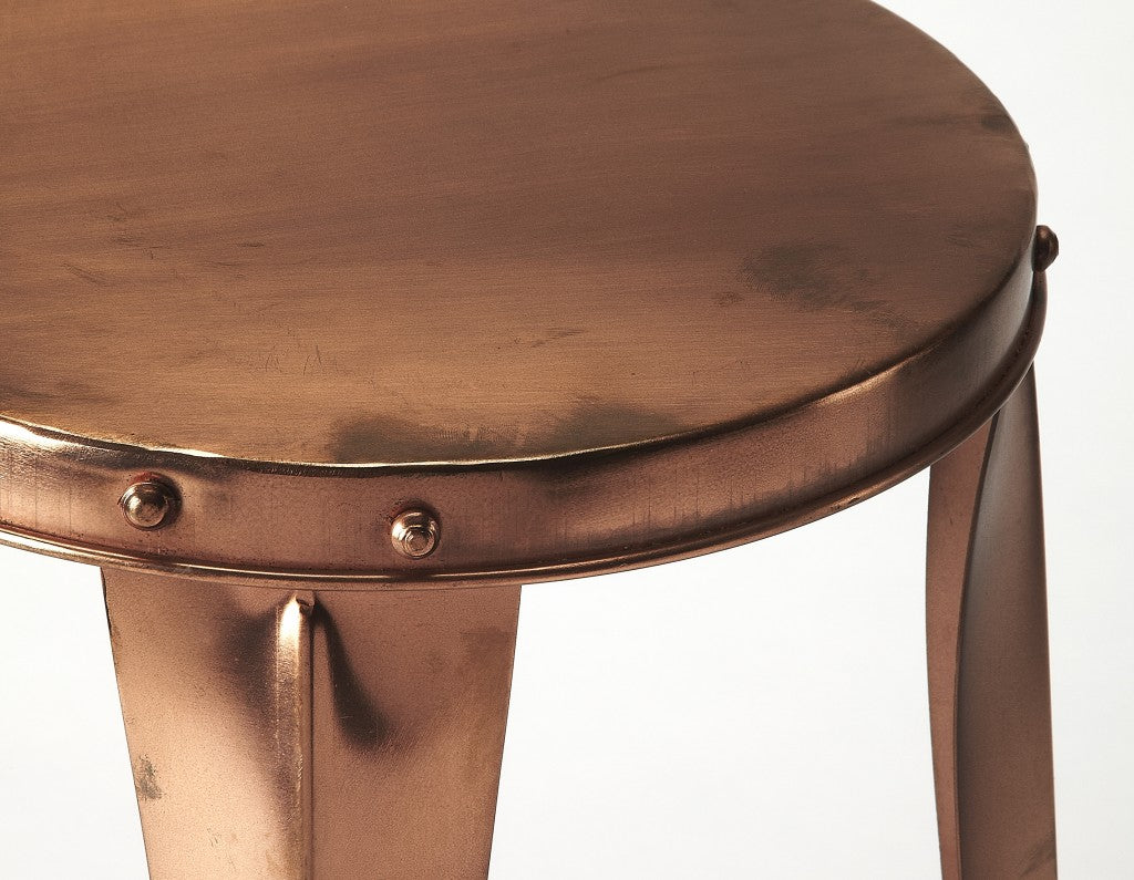 HomeRoots 30" Backless Bar Height Bar Chair With Footrest in Copper Finish