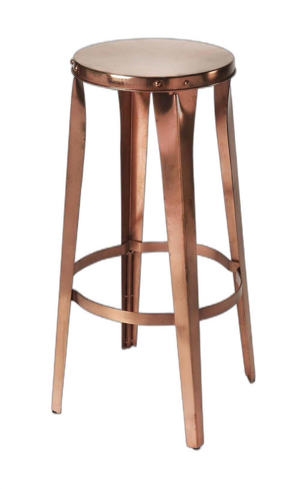 HomeRoots 30" Backless Bar Height Bar Chair With Footrest in Copper Finish