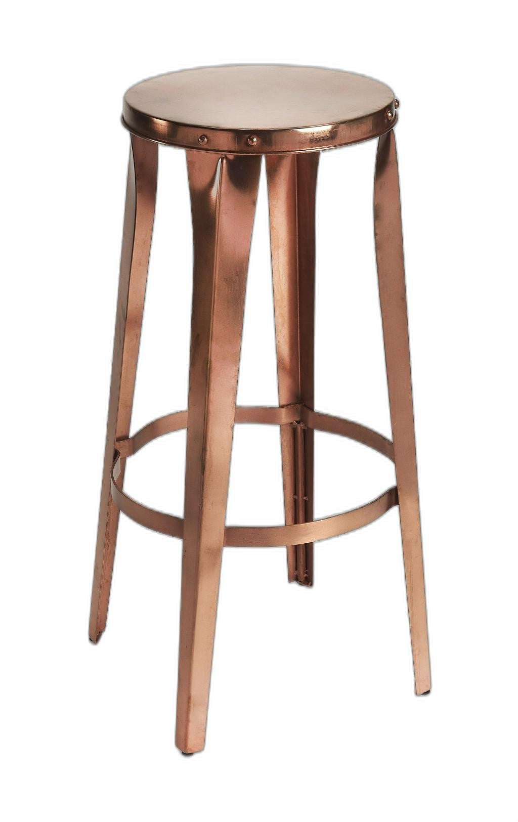 HomeRoots 30" Backless Bar Height Bar Chair With Footrest in Copper Finish