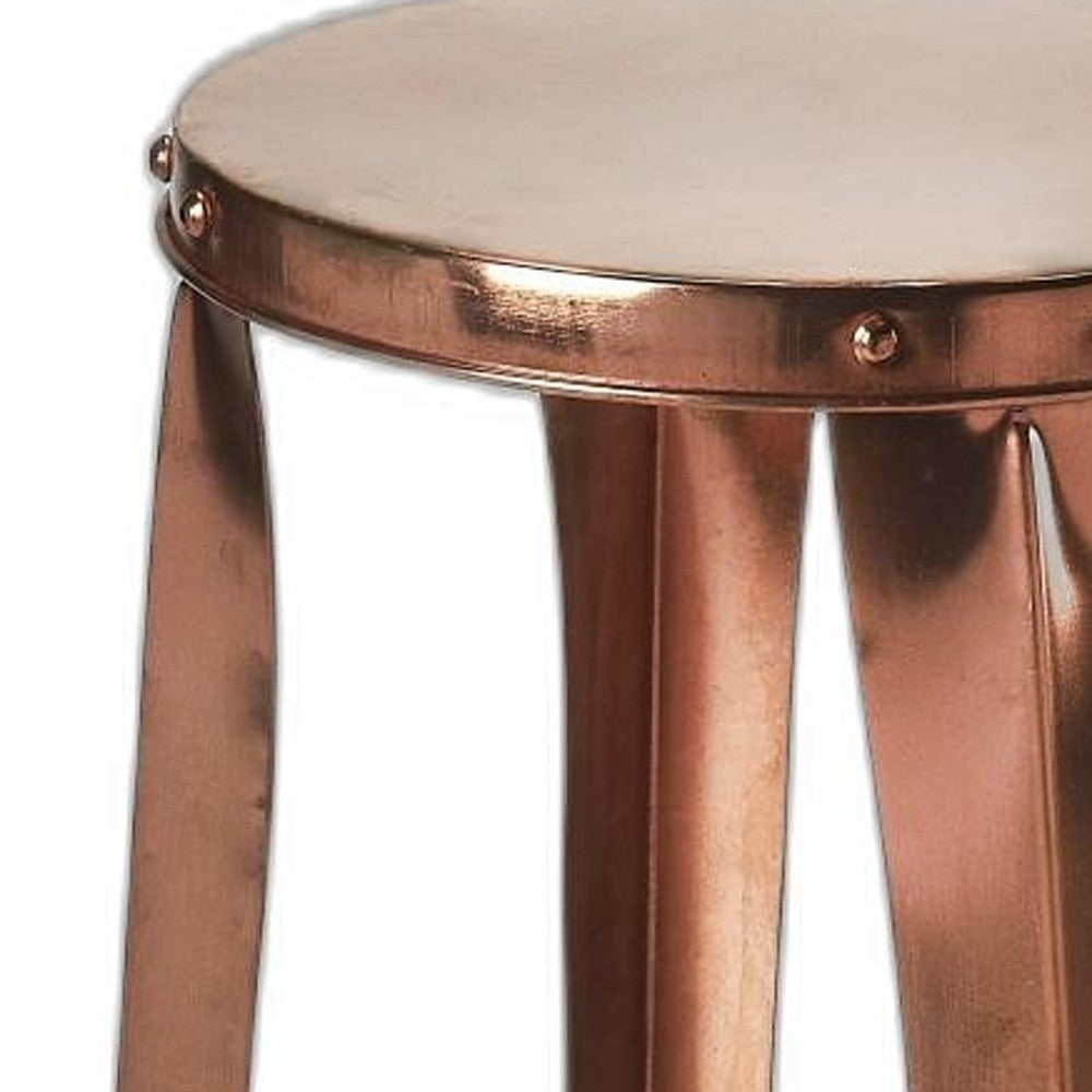 HomeRoots 30" Backless Bar Height Bar Chair With Footrest in Copper Finish