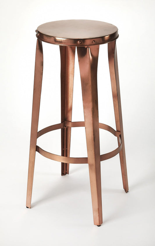 HomeRoots 30" Backless Bar Height Bar Chair With Footrest in Copper Finish