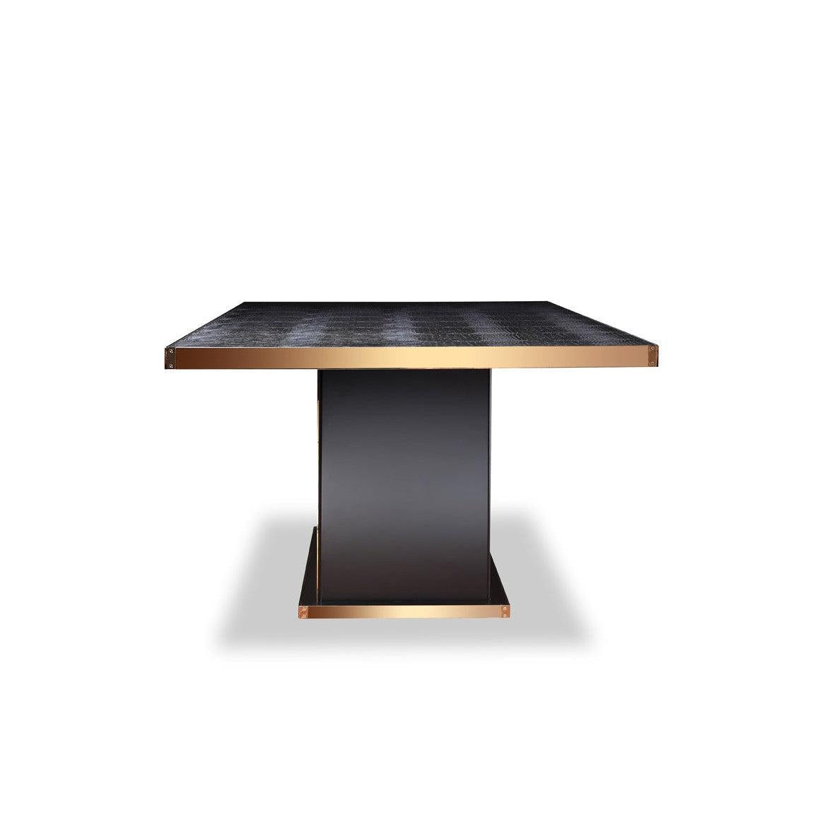 HomeRoots 30" Black Crocodile And Rosegold Dining Table