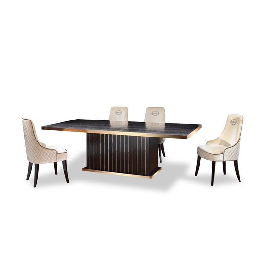 HomeRoots 30" Black Crocodile And Rosegold Dining Table