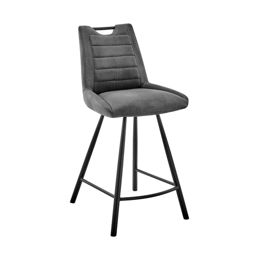 HomeRoots 30" Black Fabric and Black Metal Bar Stool