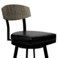 HomeRoots 30" Black Faux Leather Black Metal and Gray Walnut Open Back Swivel Bar Stool