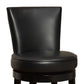 HomeRoots 30" Black Faux Leather Round Seat Black Wood Swivel Armless Bar Stool