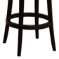HomeRoots 30" Black Faux Leather Round Seat Black Wood Swivel Armless Bar Stool