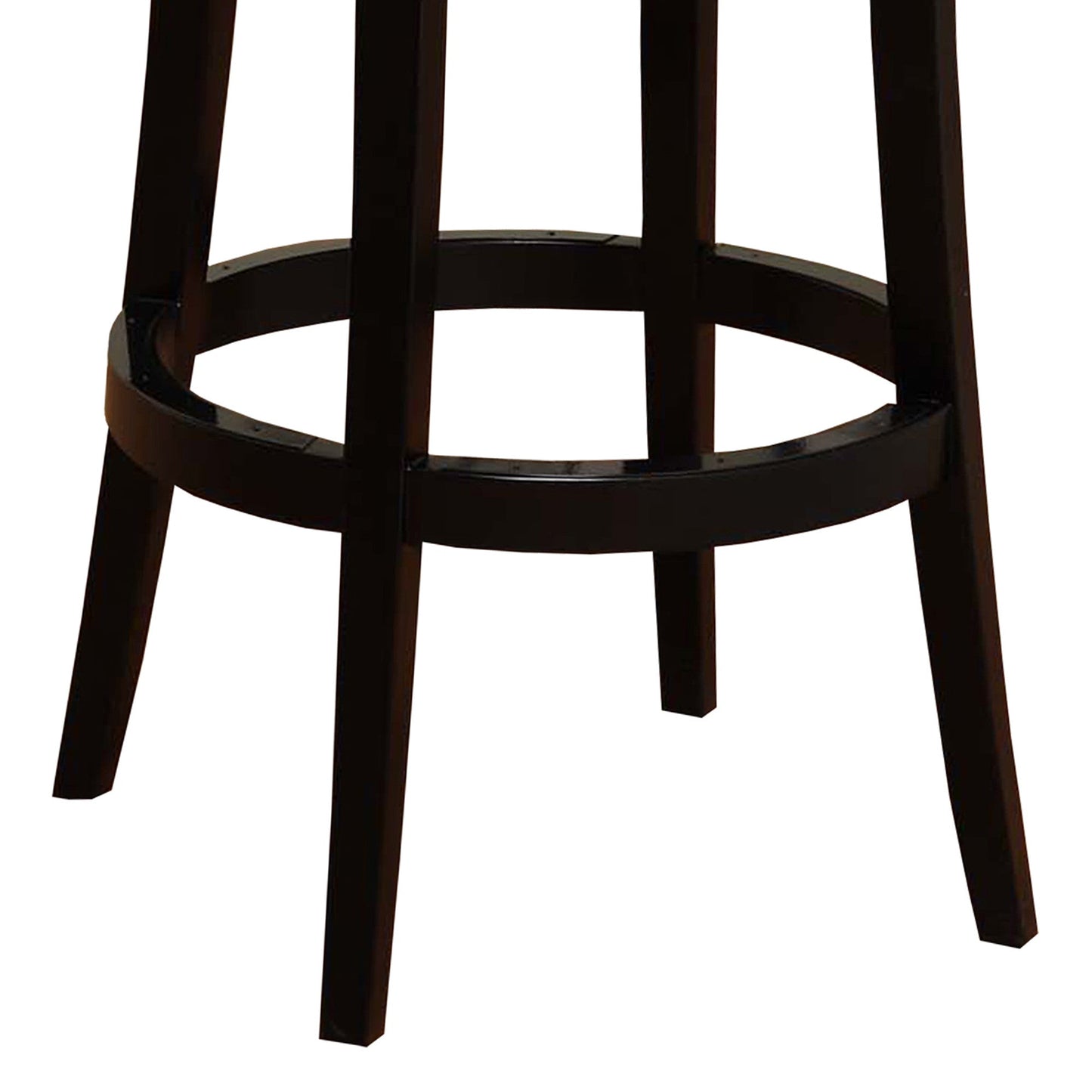HomeRoots 30" Black Faux Leather Round Seat Black Wood Swivel Armless Bar Stool