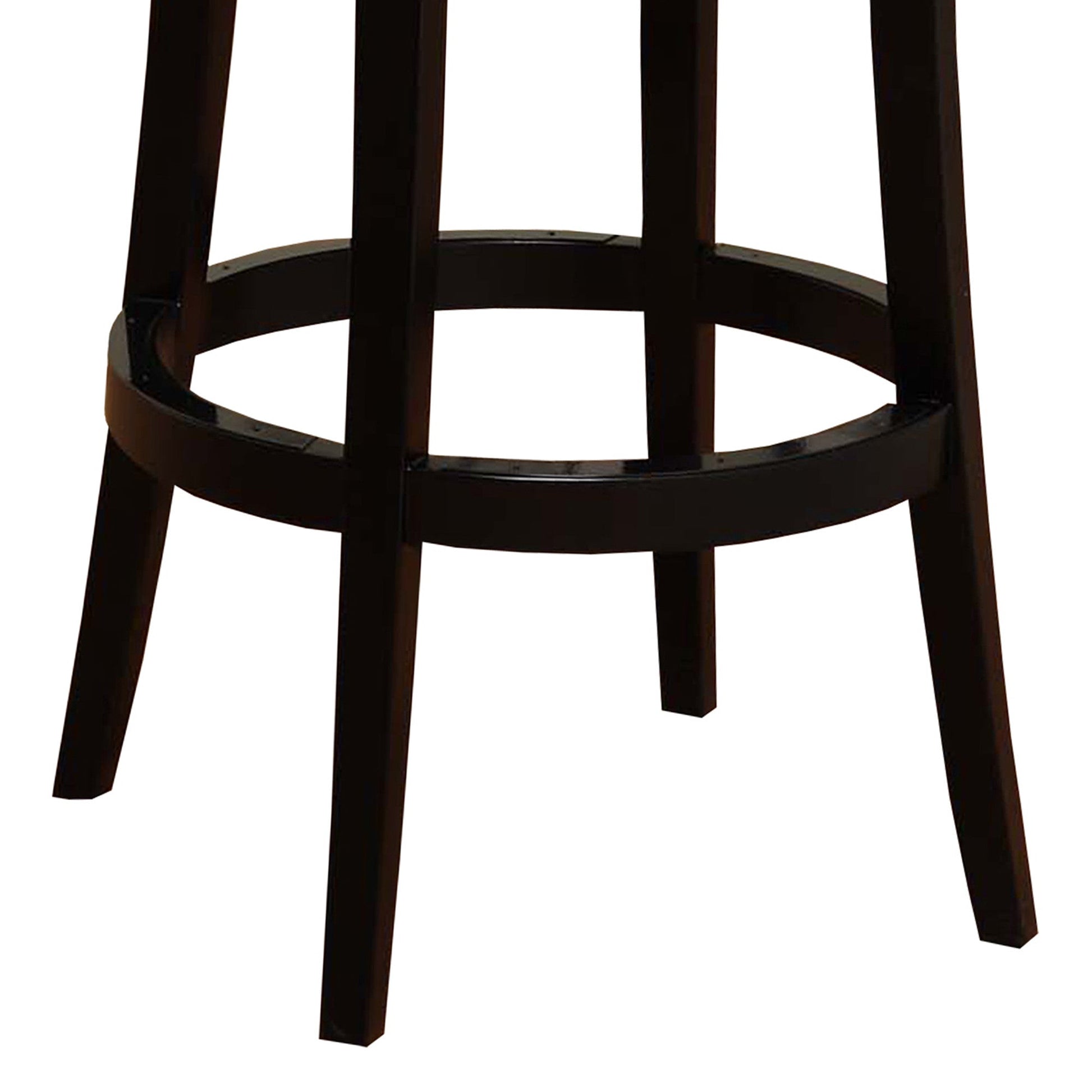 HomeRoots 30" Black Faux Leather Round Seat Black Wood Swivel Armless Bar Stool