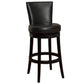HomeRoots 30" Black Faux Leather Round Seat Black Wood Swivel Armless Bar Stool