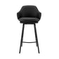 HomeRoots 30" Black Faux Leather and Black Metal Swivel Bar Stool