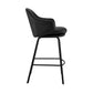 HomeRoots 30" Black Faux Leather and Black Metal Swivel Bar Stool