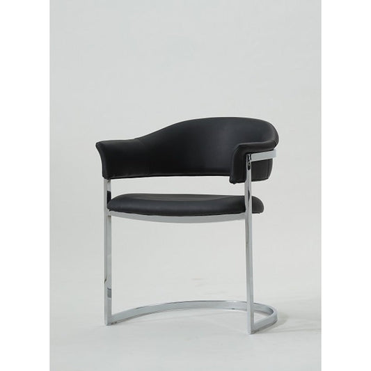 HomeRoots 30" Black Leatherette And Stainless Steel Dining Chair