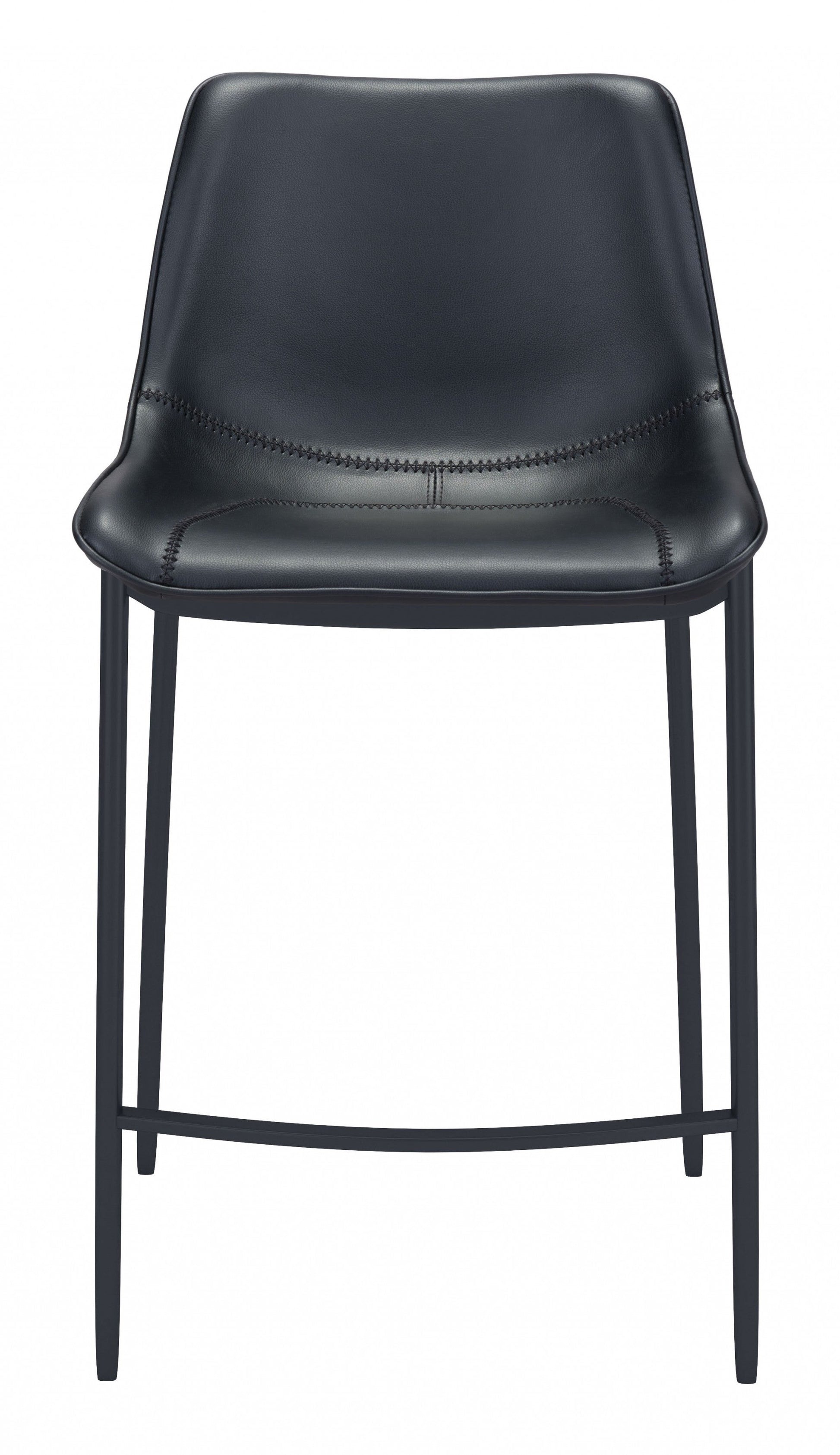 HomeRoots 30" Black Steel Low Back Bar Height Chairs in Set of Two