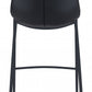 HomeRoots 30" Black Steel Low Back Bar Height Chairs in Set of Two