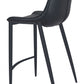 HomeRoots 30" Black Steel Low Back Bar Height Chairs in Set of Two
