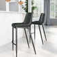 HomeRoots 30" Black Steel Low Back Bar Height Chairs in Set of Two
