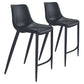 HomeRoots 30" Black Steel Low Back Bar Height Chairs in Set of Two