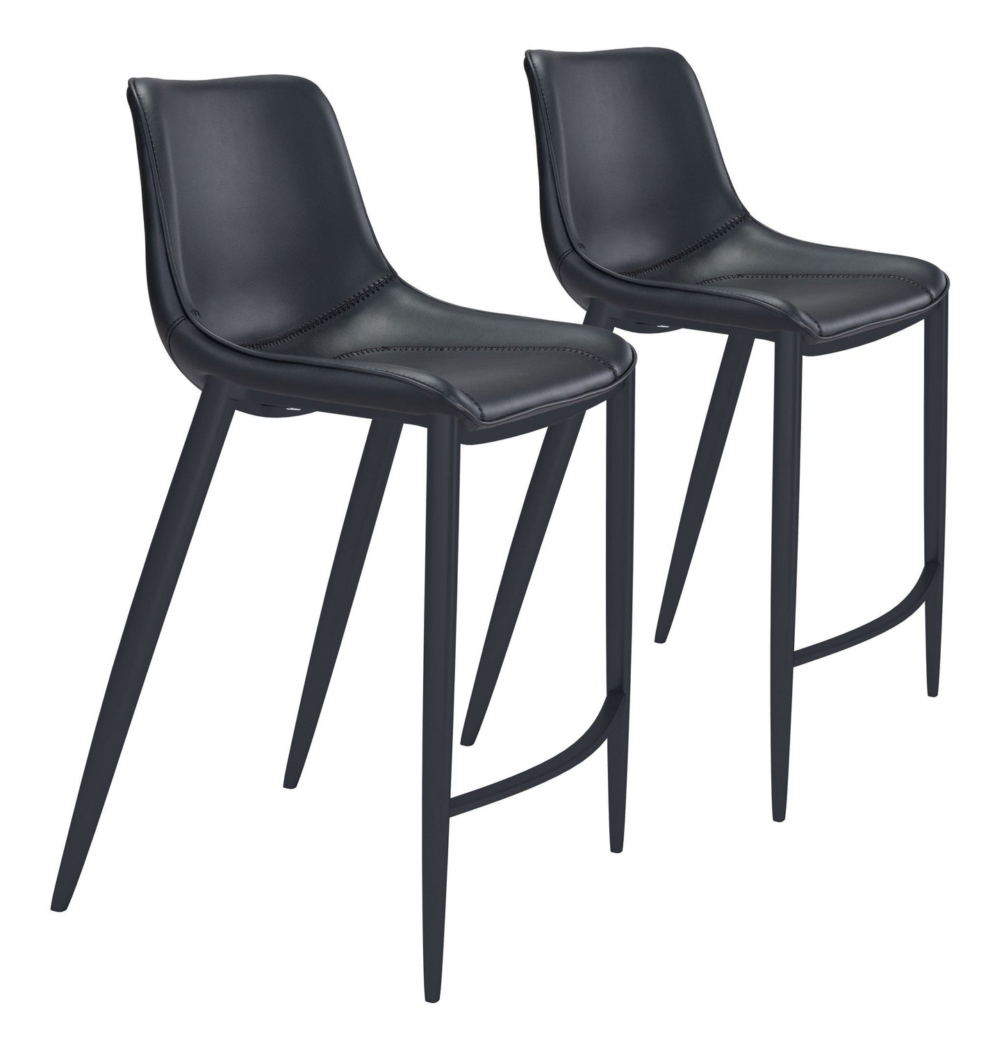 HomeRoots 30" Black Steel Low Back Bar Height Chairs in Set of Two