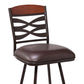 HomeRoots 30" Brown Faux Leather Speckled Metal and Maple Wood Bar Stool