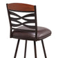 HomeRoots 30" Brown Faux Leather Speckled Metal and Maple Wood Bar Stool