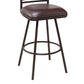 HomeRoots 30" Brown Faux Leather Speckled Metal and Maple Wood Bar Stool